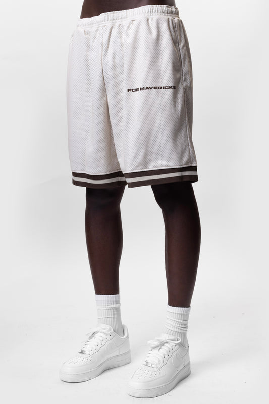 ATHLETIC MESH SHORTS - CREAM