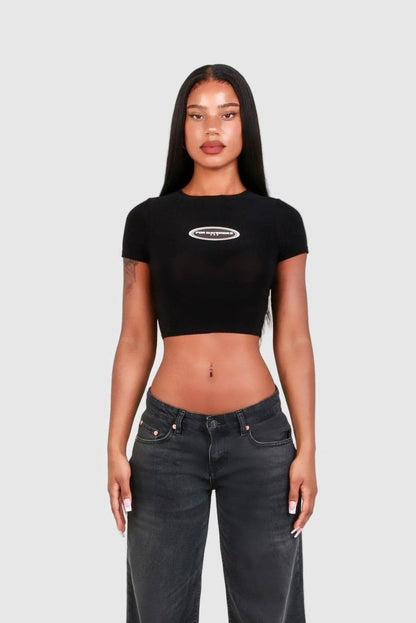 CLUB CROP TOP- BLACK