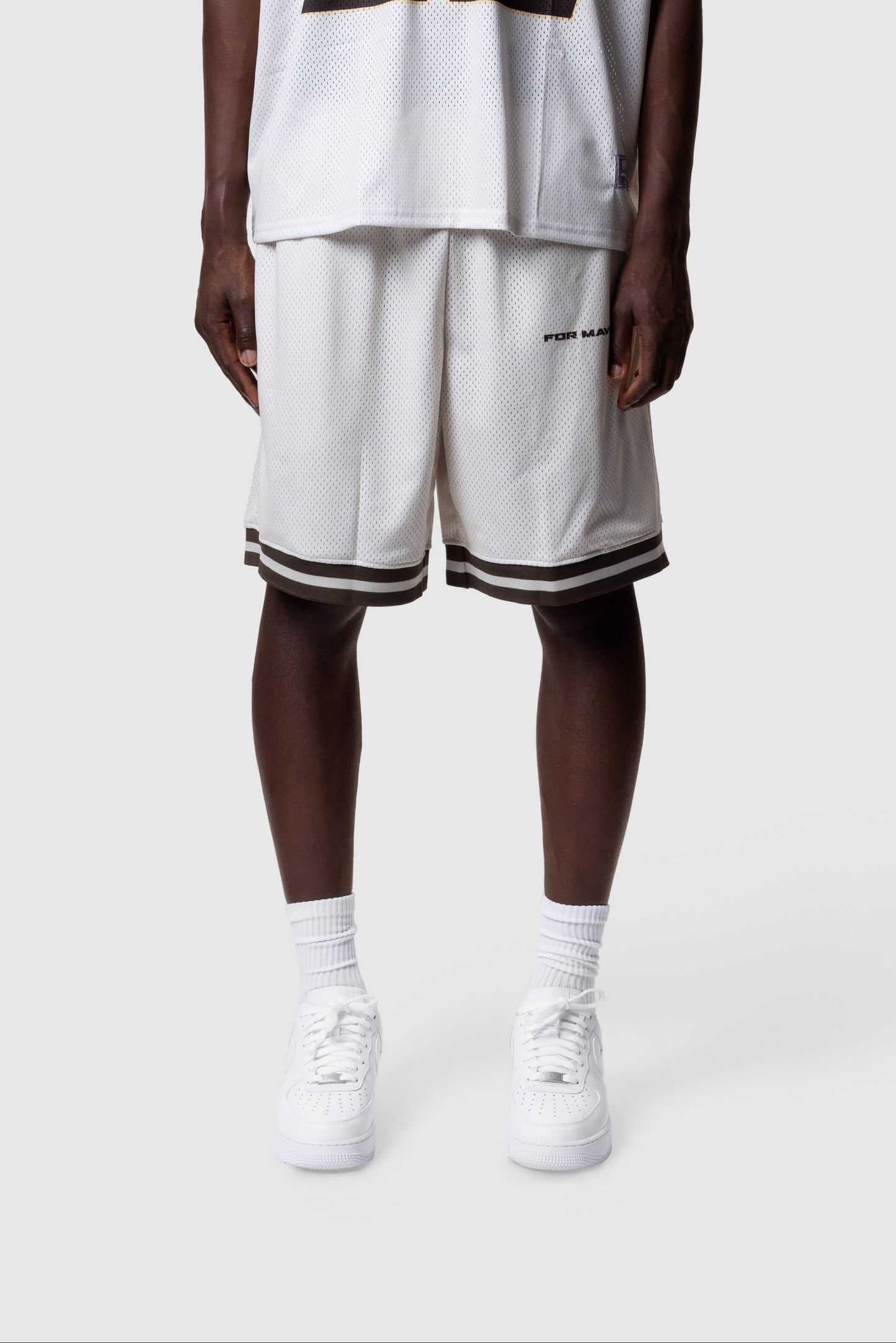 ATHLETIC MESH SHORTS - CREAM