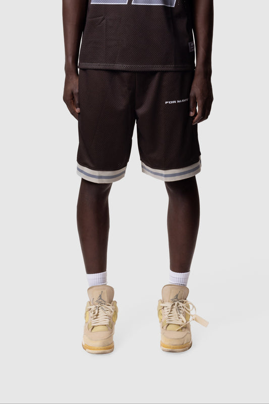 ATHLETIC MESH SHORTS -BROWN