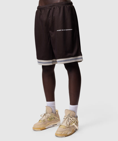 ATHLETIC MESH SHORTS -BROWN